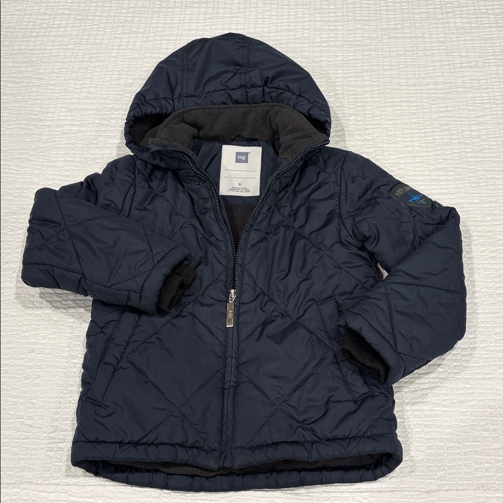 Tag Dark Blue Hooded Boys  Puffer Jacket